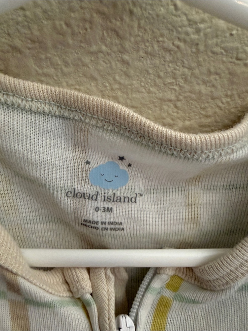 cloud island Cream Plaid Short-Sleeve Footie with Yellow and Green Stripes - Picture 2 of 3